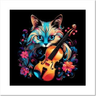 Siamese Cat Playing Violin Posters and Art